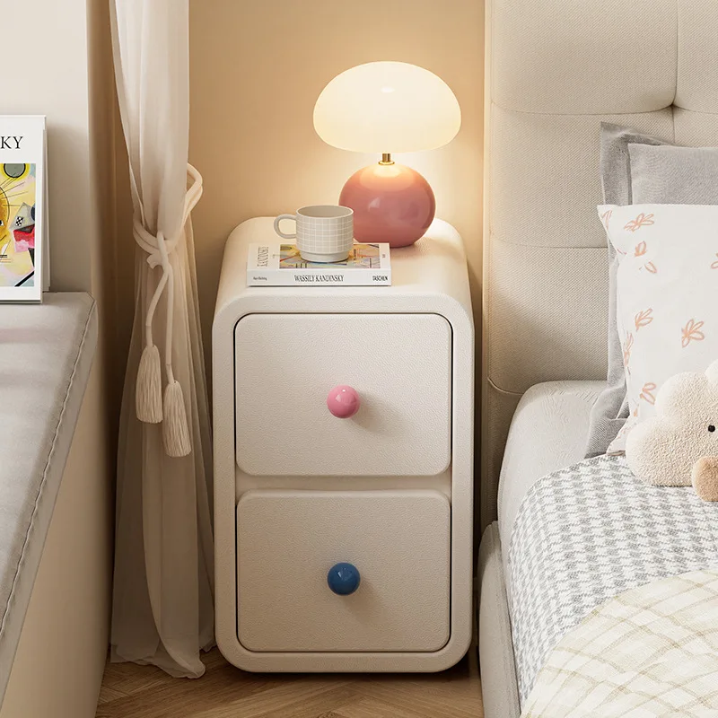 

Bedside Table Solid Wood Bedroom Storage Cabinet Kids Dopamine Style Cute Creative Shelf