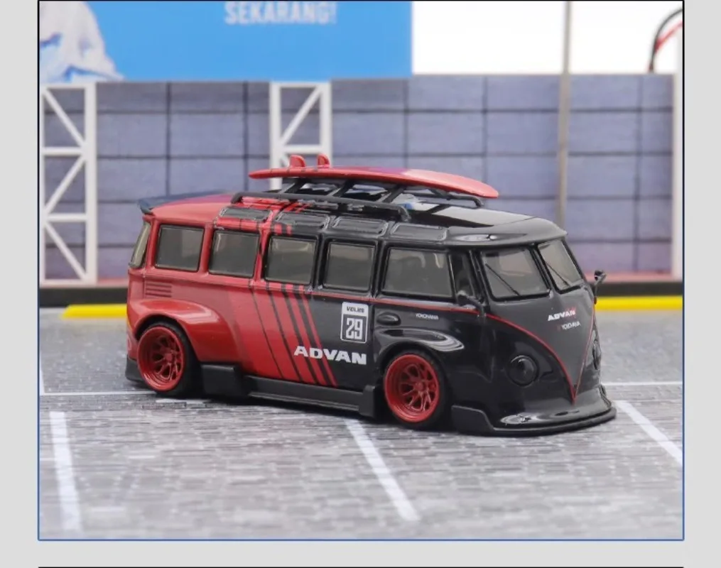 Modèle de voiture en alliage moulé sous pression pour garçons, VW Rack BUS, jouets de véhicules de jeu de bus, 1/64