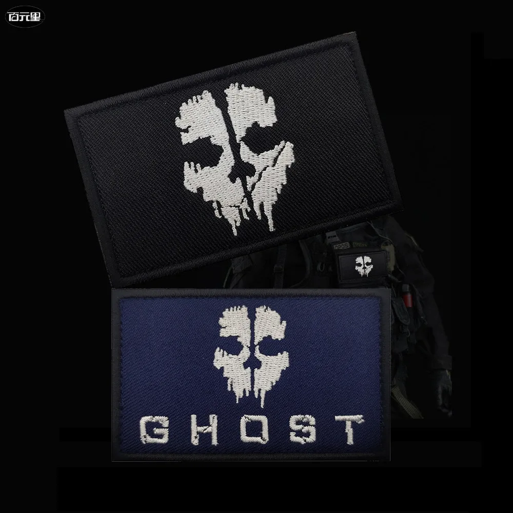 Call of Duty Patches Ghost Mask Skull Embroidered Patches on Clothes Military Tactical Morale Hook and Loop Badges Appliques