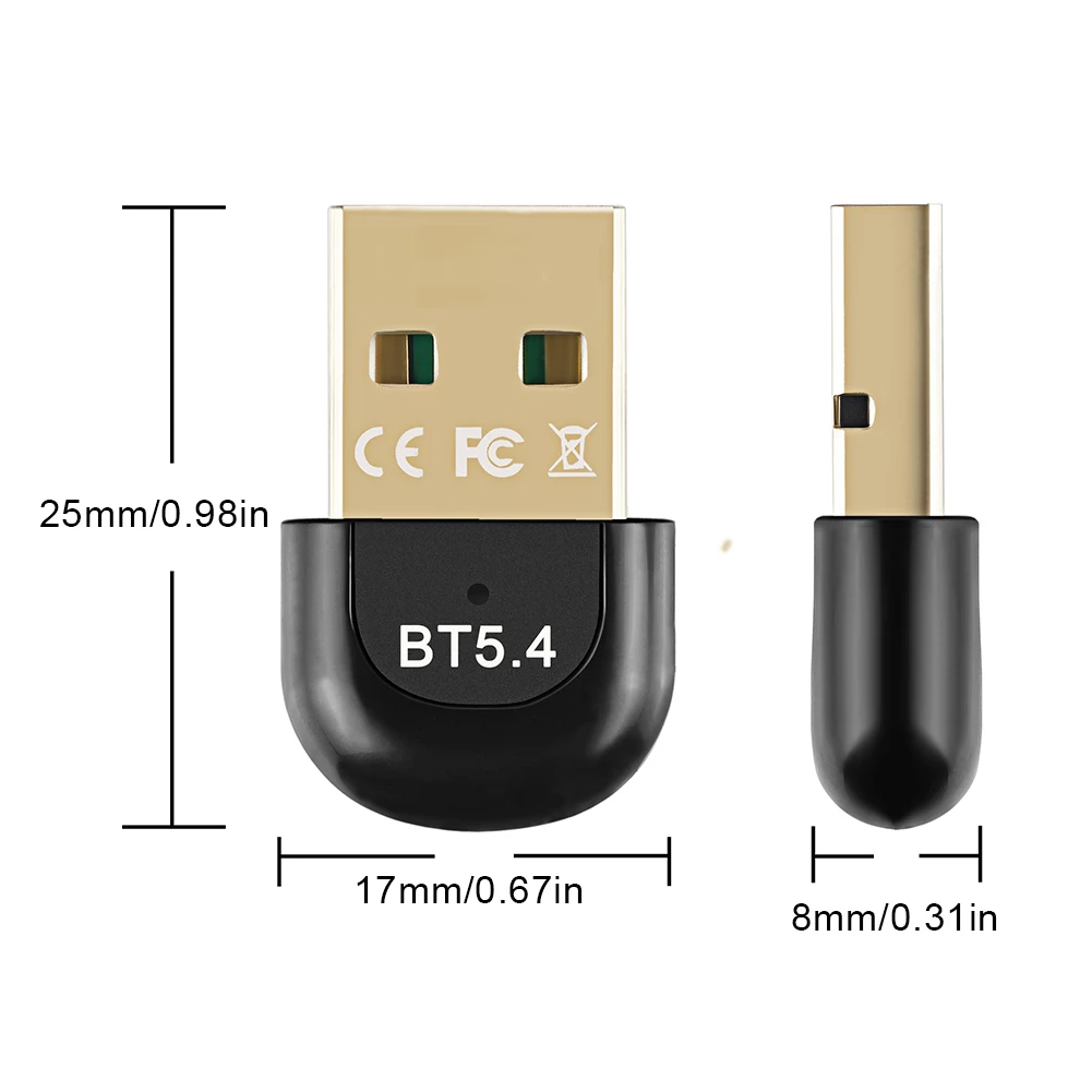 USB Bluetooth-Compatible 5.4 Adapter Music Audio Receiver Transmitter Plug and Play Wireless USB Adapter for Computer PC Laptop