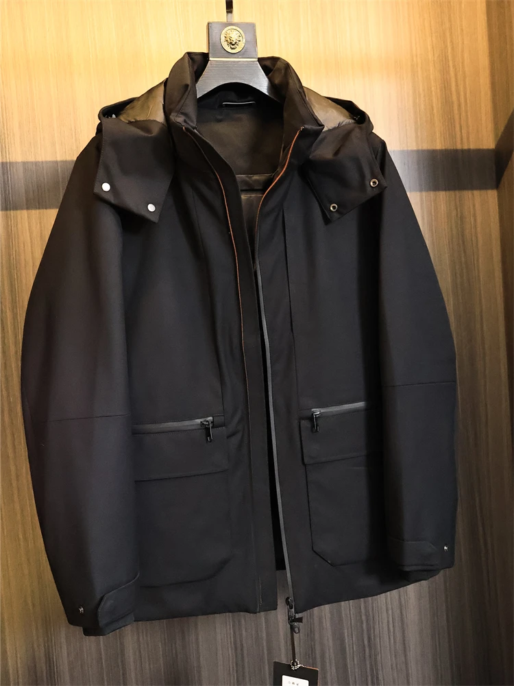 

Exquisite White Goose down Puffer Jaet 700 Fill Power Hooded Men's Winter High Luxury Warmth Faion Urban Sle Youth Coat