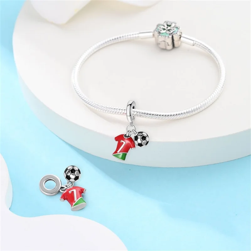 New 925 Sterling Silver Two Piece Set Of Jerseys Charms Pendant Fit 3mm Original Bracelet DIY Women Fine Birthday Jewelry Gifts