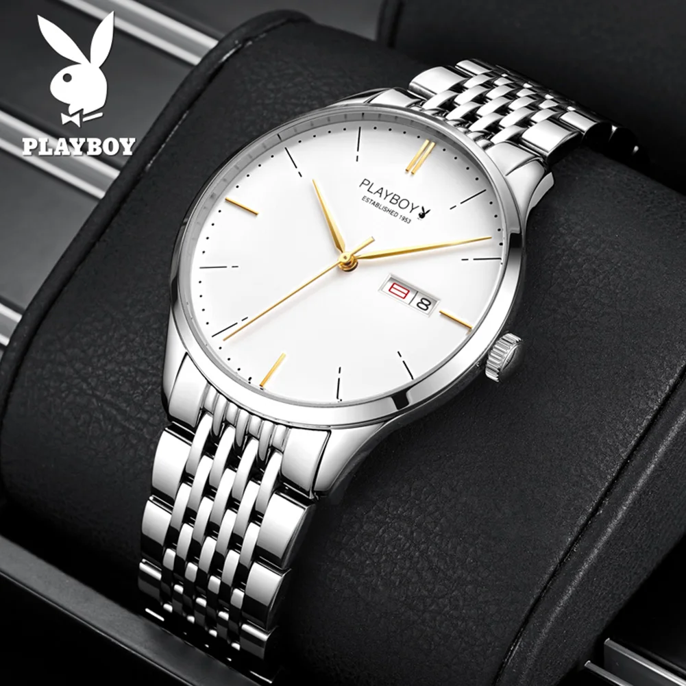 PLAYBOY New High Quality Mechanical Men\'s Watches Stainless Steel Classic Waterproof Business Wristwatch Automatic Watch for Men