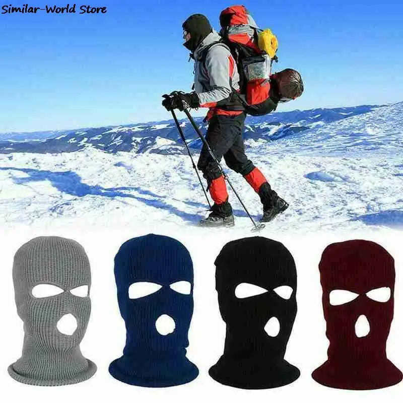 3 Holes Hat Balaclava Full Face Cover Ski Mask CS Windproof Knit Beanies Bonnet Winter Warm Unisex Caps