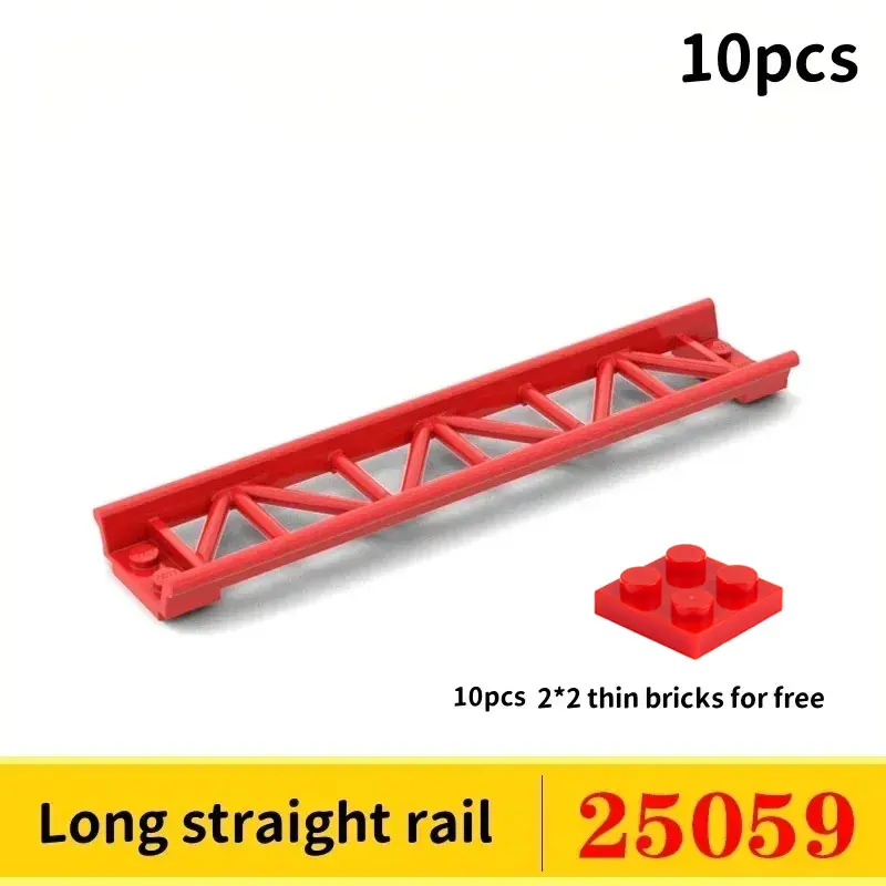 10PCS Achterbahn Track Schienen MOC Bausteine Kompatibel 26022/25059/25061/34738 Modell Eisenbahn Stadt Zug Technische Teile