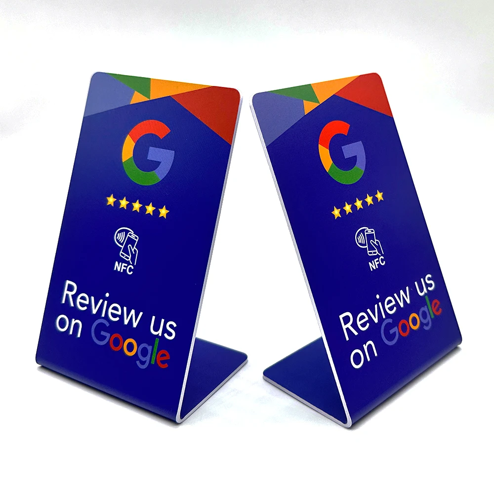 Programmable 13.56Mhz Google Review Card NFC Station Table Stand - Display Bending Card Holder for Brand Promotion