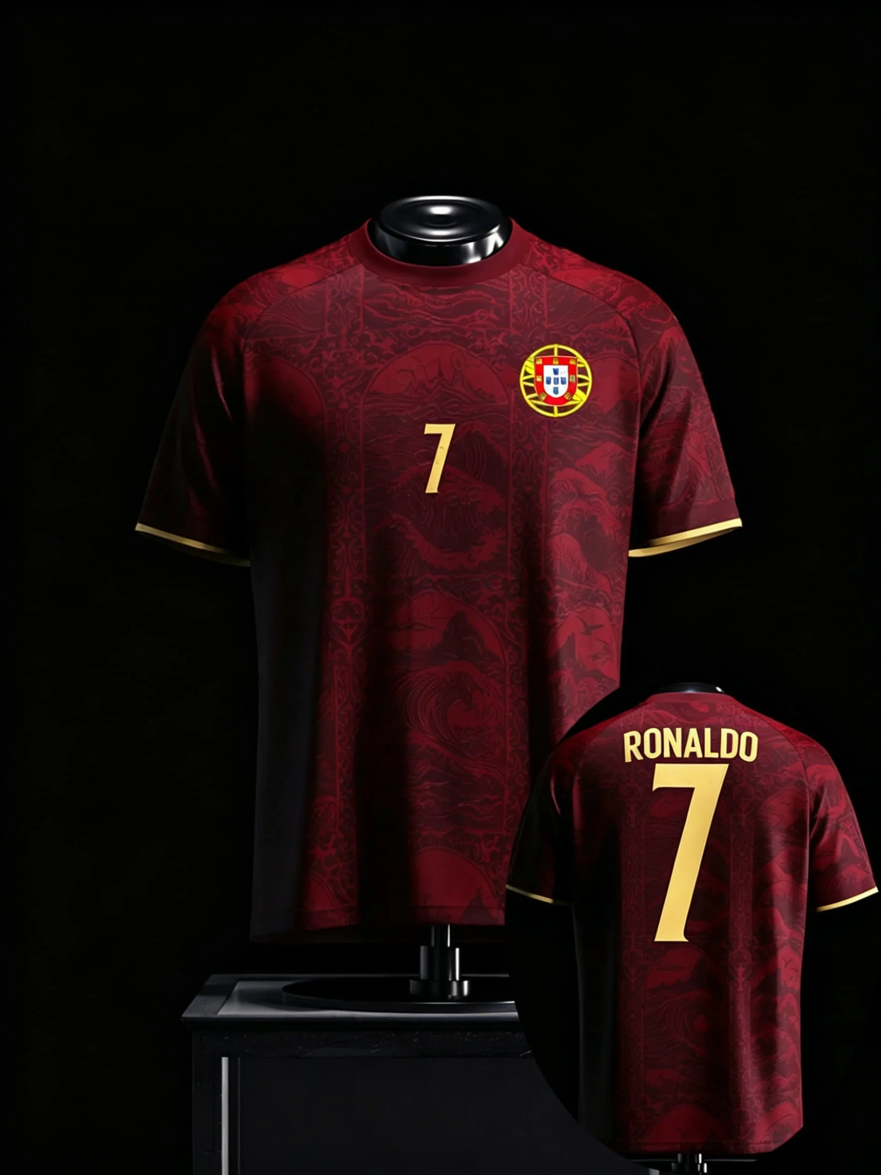 Portugal Ronaldo Nr. 7 Fußballtrikot Herren T-Shirt Damen T-Shirt Jungen Top Kinder Eltern-Kind Schnelltrocknend Kurzarm Kinder T-Shirt – Detail 2