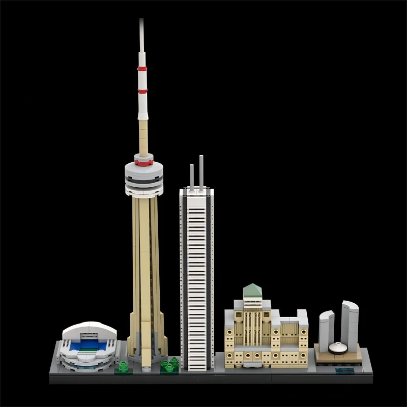 MOC Torre TV canadese Punto di riferimento della città Modello architettonico Street View Toronto Skyline Building Blocks Set Giocattoli per bambini Regalo di compleanno