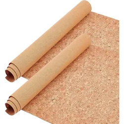 2 Roll 53x11.8inch Cork Fabric Sheets, PU Natural Real Cork Leather Fabric for Making Earring, Bag, Phone Cover