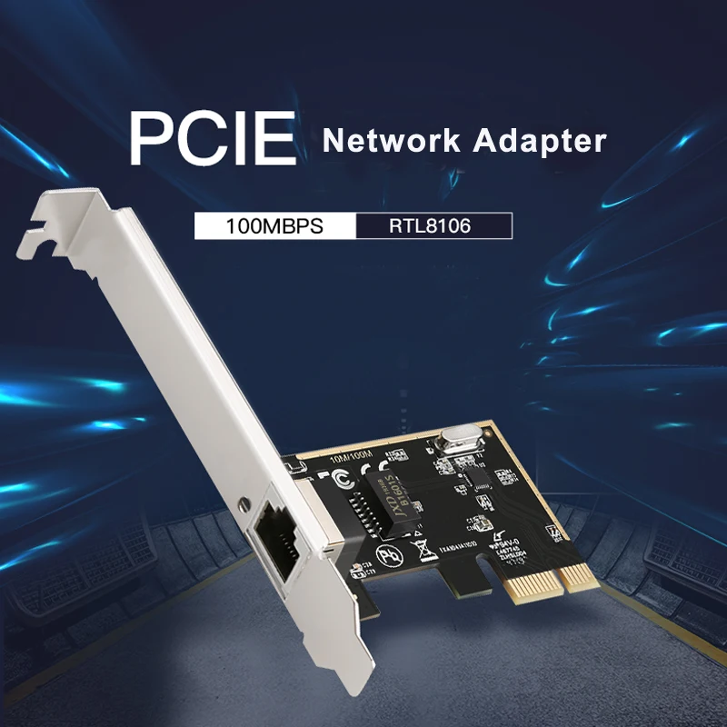 PCIe 1X Kartu Lan RJ45 Tunggal 10/100Mbps PCI Express Pengendali Kartu Jaringan Chipset Realtek8106E untuk Komputer PC Desktop