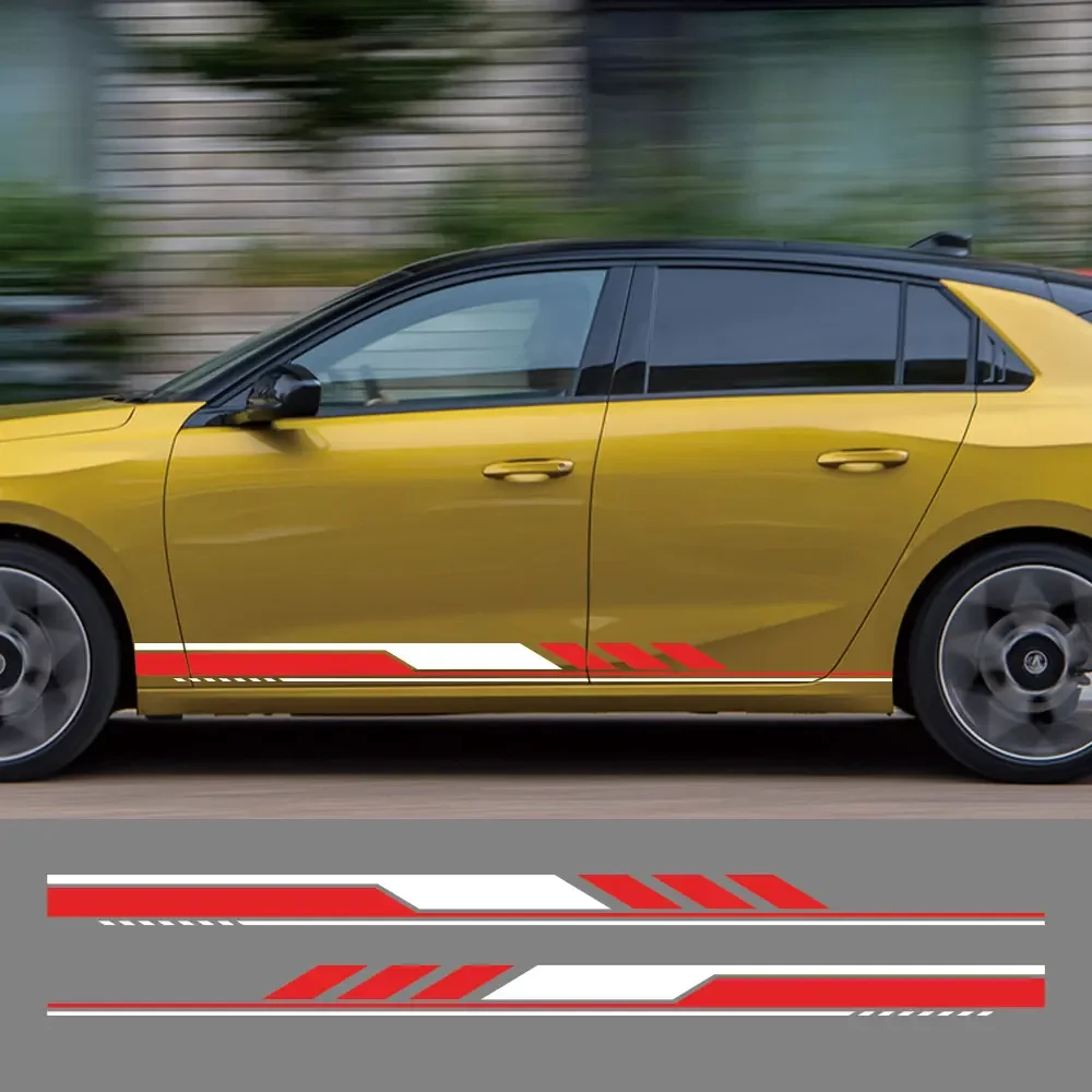 2 Buah Stiker Rok Samping Pintu Mobil Stiker Vinil Mobil untuk Opel Astra H K J G Aksesori Dekorasi DIY Gaya Bodi Mobil