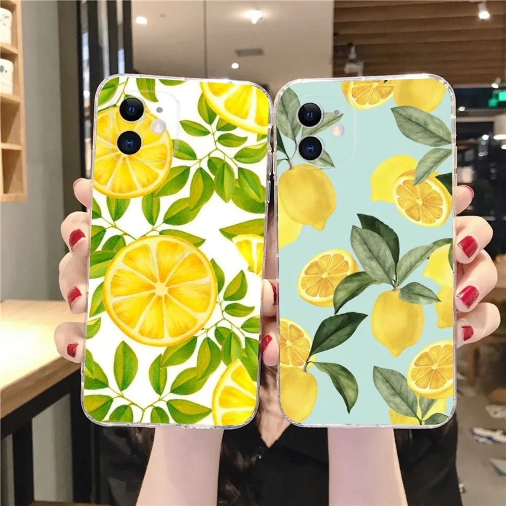 Fruit Lemon Phone Case For IPhone 12,13,Mini,11,15,Pro,MAX,XR,XS,7,X,SE,8,14Plus Clear Soft Cover Fundas