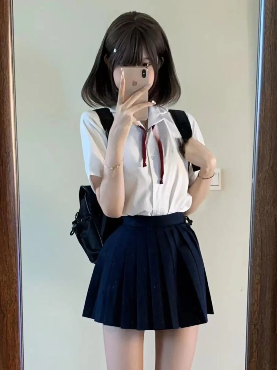 

Японский Sle College orm JK orm Set Женская ор Sve irt Свободная универсальная блузка JK Плиссированная юбка