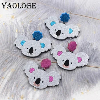 YAOLOGE New Arrival Personal Animal Koala Earrings  Glitter Acrylic Material Cute  Funny Women's Jewelry Eardrop