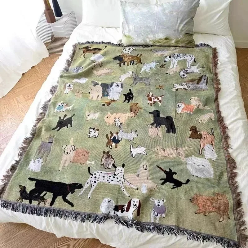 American Style Knitted Throw Blanket Multipurpose Camping Aesthetic Tapestry Sofa Cover Nap Blanket ForHomeOutdoor Camping Decor