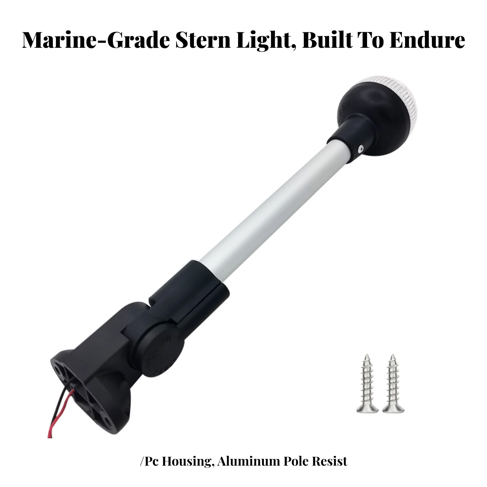 Boat Indicator Light with Aluminum Pole Waterproof Marine Navigation Light Compact Replaceable for Yacht Builders