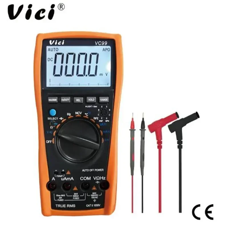 VICI Digital Multimeter VC99 3 6/7 Voltmeter Ammeter Temperature AC DC Volt Amp OHM Capacitance Hz Test Thermocouple Analog Bar