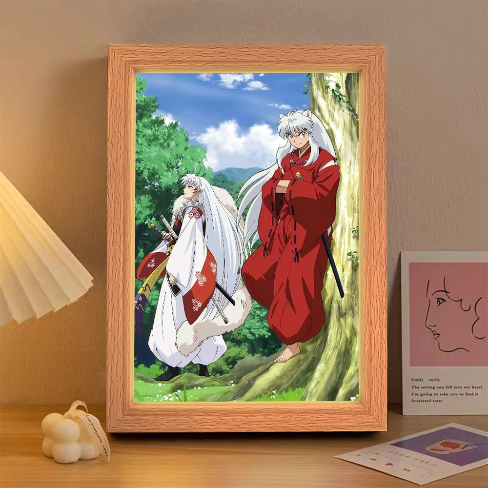 ไฟกลางคืน LED อนิเมะ อินุยาฉะ คากุเมะ ฮิกุราชิ ของตกแต่งห้องนอน ของขวัญคริสต์มาส ภาพวาดแสงจันทร์ ไฟส่องภาพ