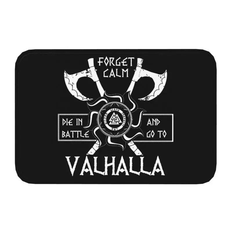 Die In Battle And Go To Valhalla Vikings Front Door Mat Anti-Slip Outdoor Waterproof Doormat Kitchen Balcony Entrance Rug Carpet