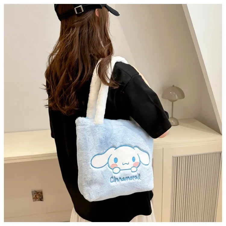 Sanrio Bag Kawaii Kuromi Cinnamoroll My Melody Cartoon Anime Plush Handbag Cosmetic Bag Travel Storage Bag Women Girl Gifts