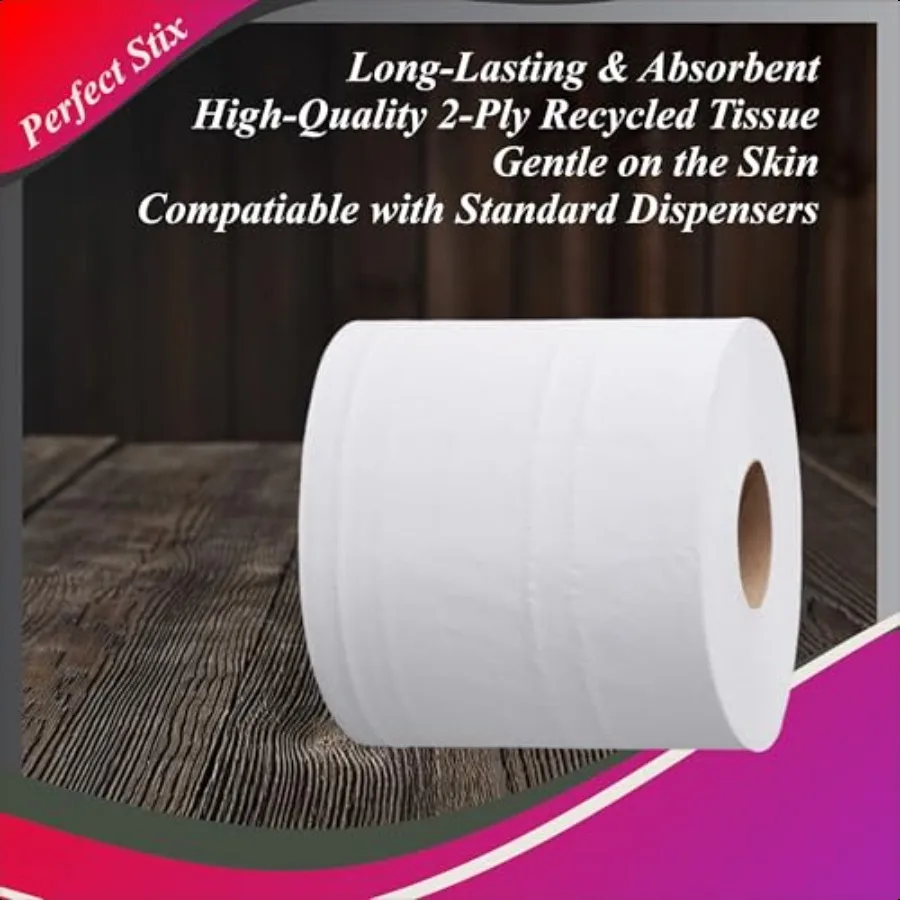 Confezione da 10 asciugamani di carta bianchi con tirante centrale da 2 ct, 600 fogli per rotolo