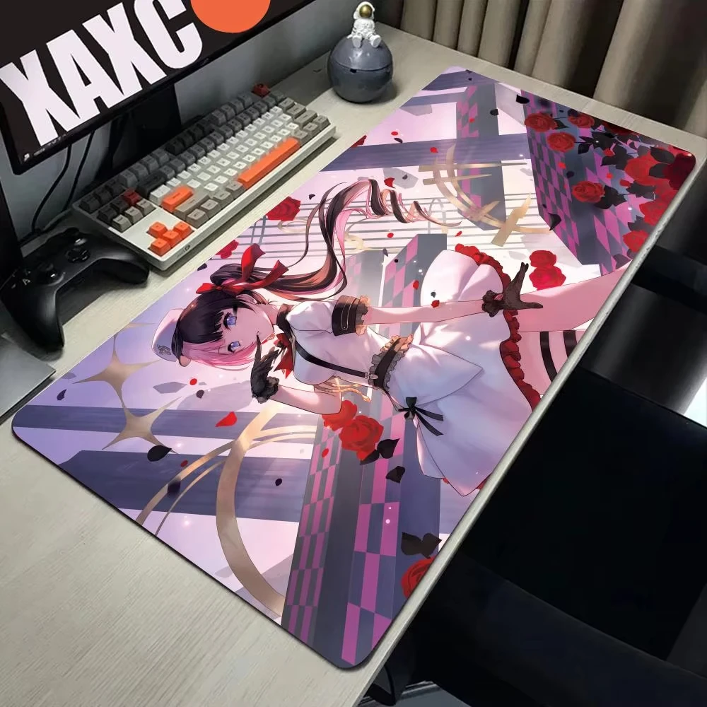 أنيمي فتاة VTuber VSPO ماوس كبير XL XXL لوحة المفاتيح حصيرة مكتبية ملحقات ألعاب الكمبيوتر لوحة الماوس HYBXAXC LockEdge سجادة ضد الإنزلاق