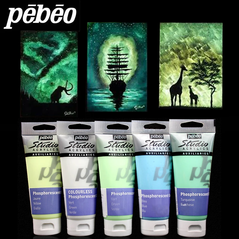 1pc Pebeo Glow in the Dark Paint, 100ml Acrylic Paint for Decoration, Art Painting, Craft, Art Supplies for Canvas, Rock, Wood