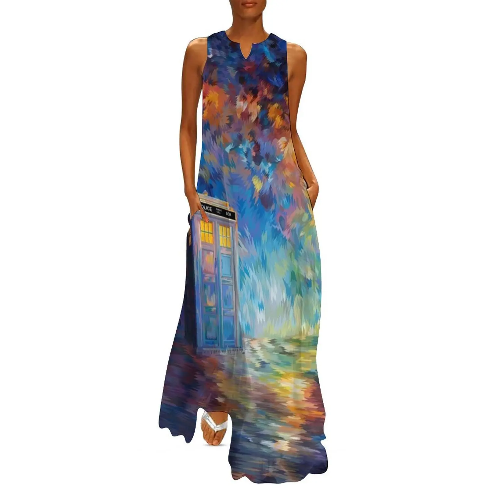 Phone box with the moon light Long Dress women