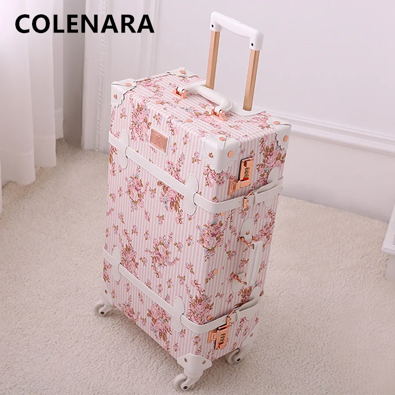 COLENARA High-quality Suitcase PU Boarding Box Large-capacity Trolley Case Women's 20