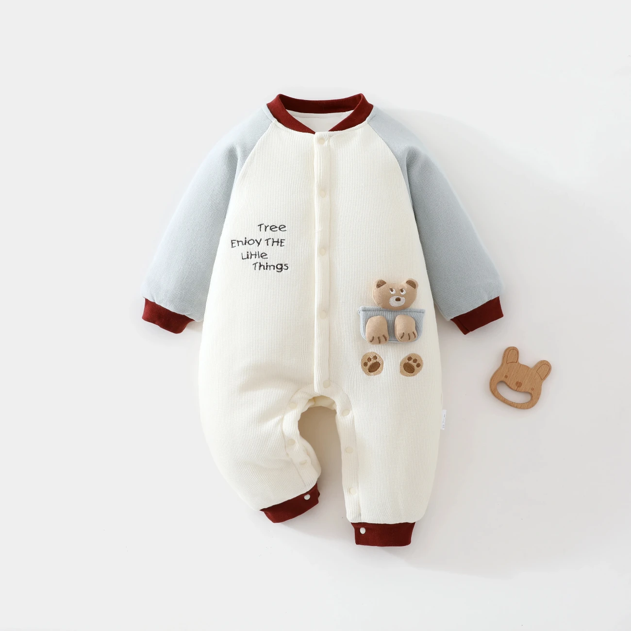 Baby Romper Autumn and Winter 120g Thick Cotton Newborn Thickened Cotton Clothing Crawling Suit Padded Outdoor Clothing Infant Jumpsuit