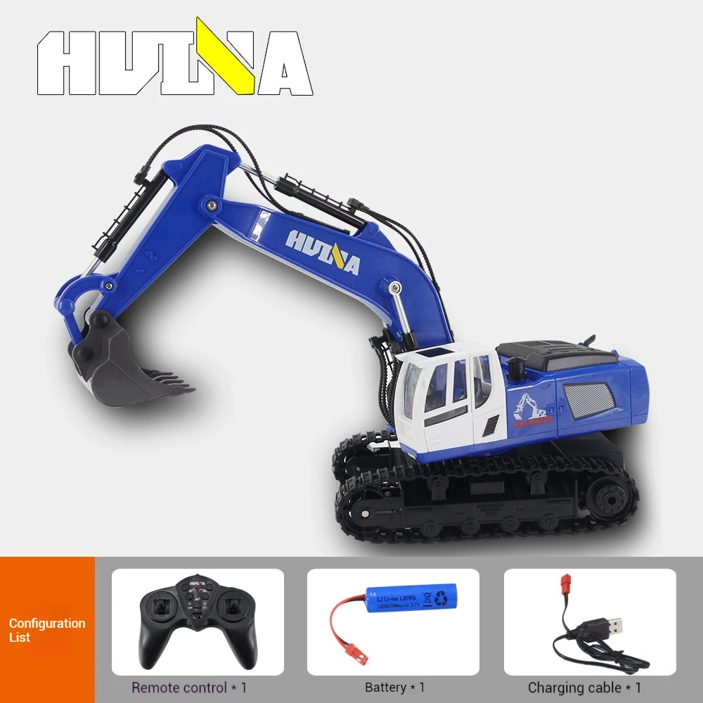 Huina-RC brinquedo escavadeira para crianças, 11 canais, liga, veículo de engenharia, veículo de simulação, elétrico, ao ar livre, presente, 1:18