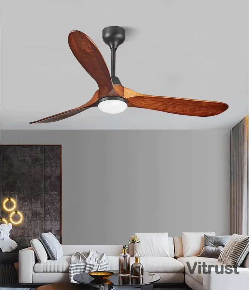 Vintage Home Deorative Ceiling fan with Lamp 60 inch Wooden Fan with LED Light