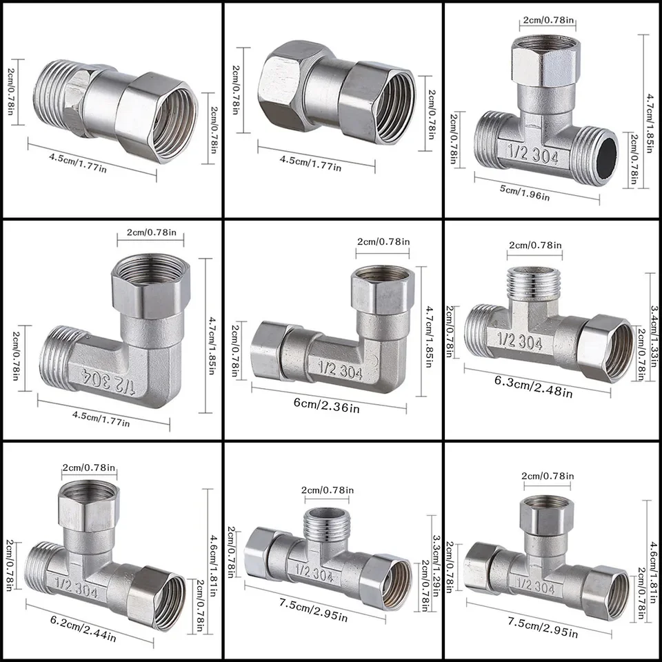 Stainless Steel Threaded T-Shaped Flow Splitter with Reinforced Male Female Ends Flexible Detachable Top Cap and Universal Adapt