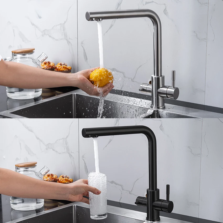 drinking filtered water kitchen faucet Purification tap Dual Handle Faucet Kitchen sink tap 720 degree faucet filter