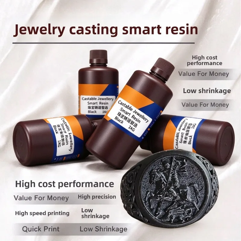 Jewelry Casting Photopolymer Resin 1KG Bottle 3D Printing Consumable 385‑405nm UV Curing Raw Material