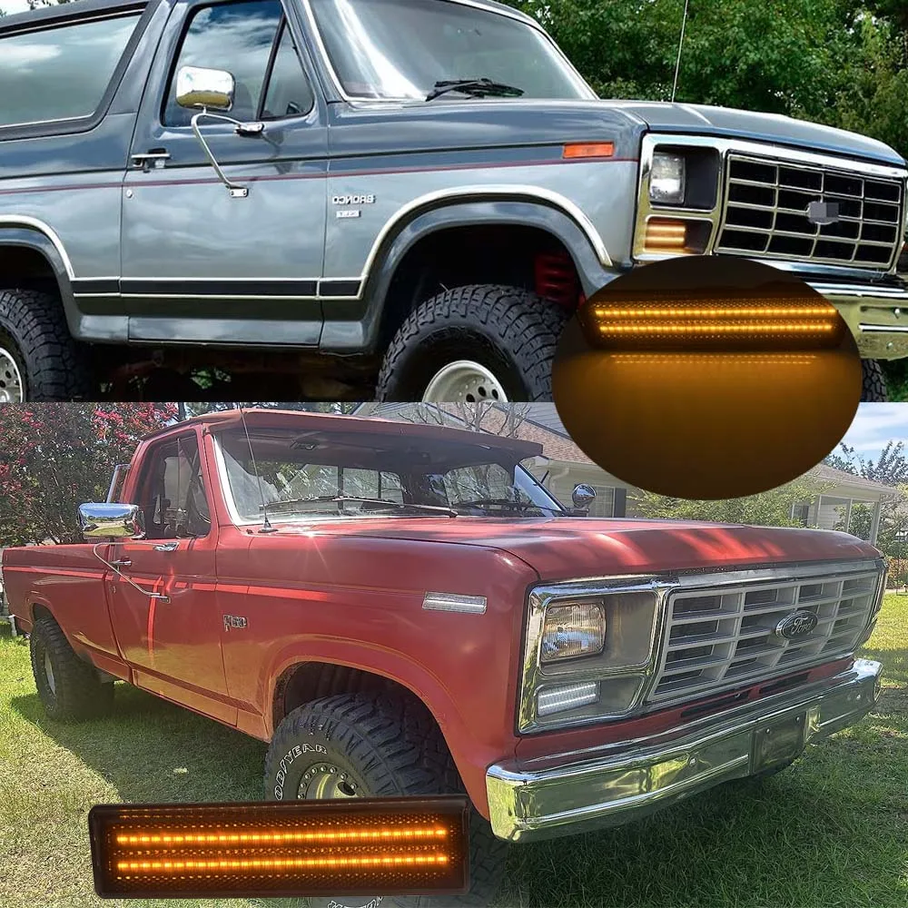 For 1980 1981-1986 Ford BRONCO F-100 F-150 F-250 F-350 Bronco Full LED Side Marker Light Car Front Bumper Sidemarker Corner Lamp