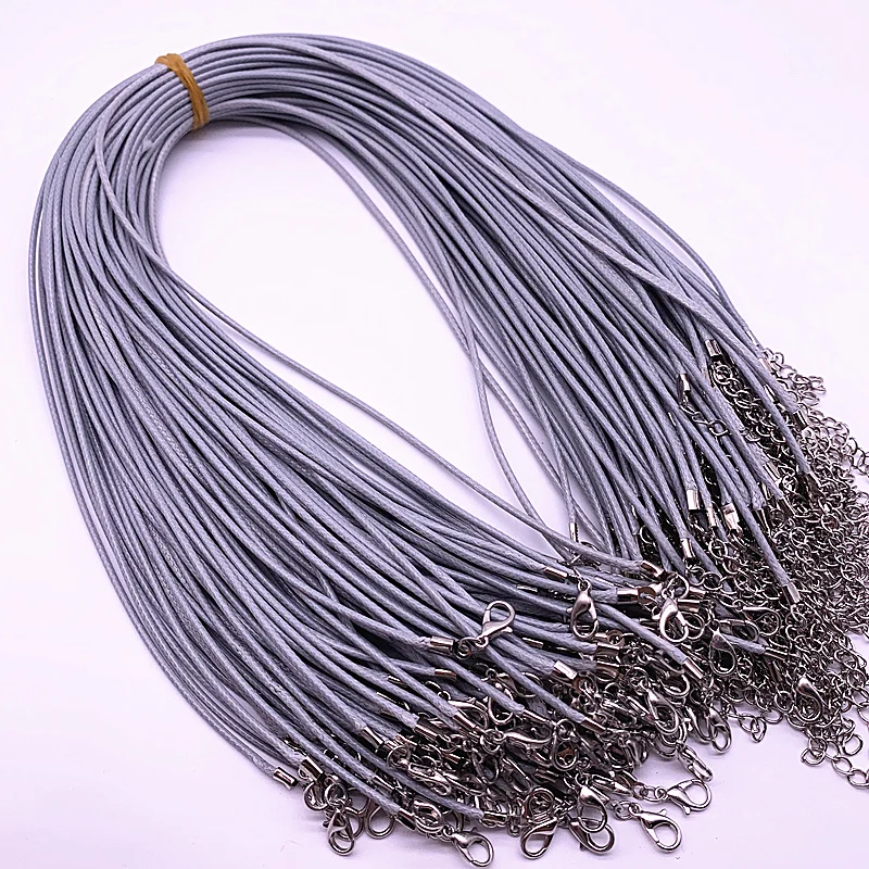 New 5pcs 2mm Leather Cord Wax Rope Chain Necklace Extender Chain Lobster Clasp DIY Jewelry Accessories