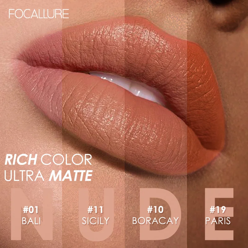 FOCALLURE Matte Velvet Liquid Lipstick Waterproof Non-stick Cup Lip Glosses Moisturizing Lightweight Lip Plumper Makeup Cosmetic