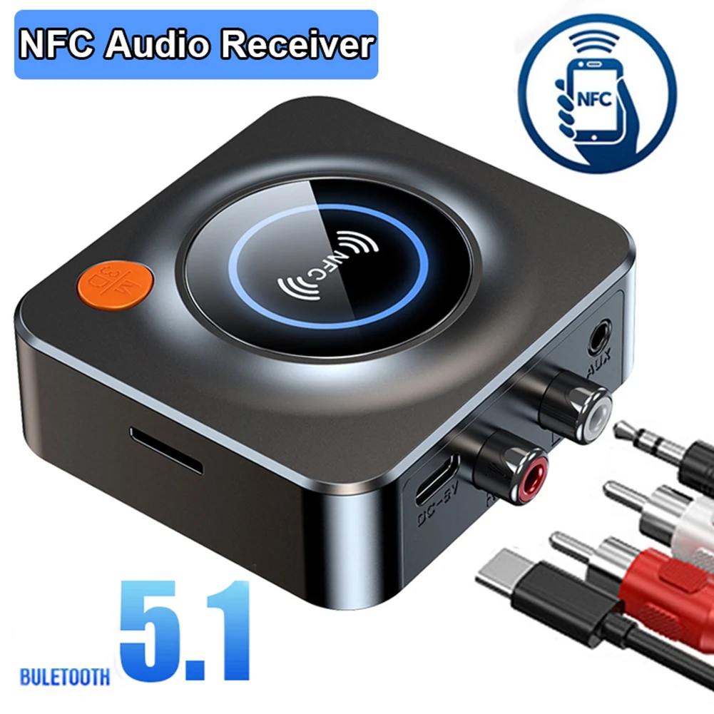

【Hot Cake】NFC Bluetooth 5.1 Audio Receiver 3.5Mm AUX RCA Stereo Music Wireless Adapter For Car Speaker Kit TF Card Playback