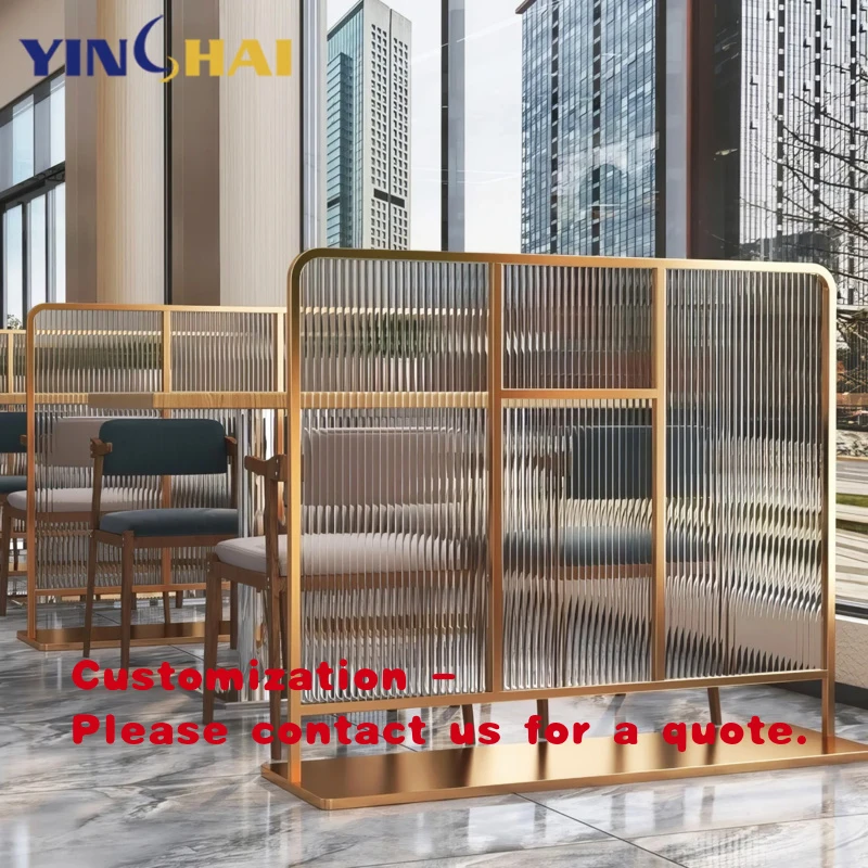 

custom.Customized High-Quality Gold Glass and Stainless Steel Metal Partition Restaurant Hotel Living Room Divider Project
