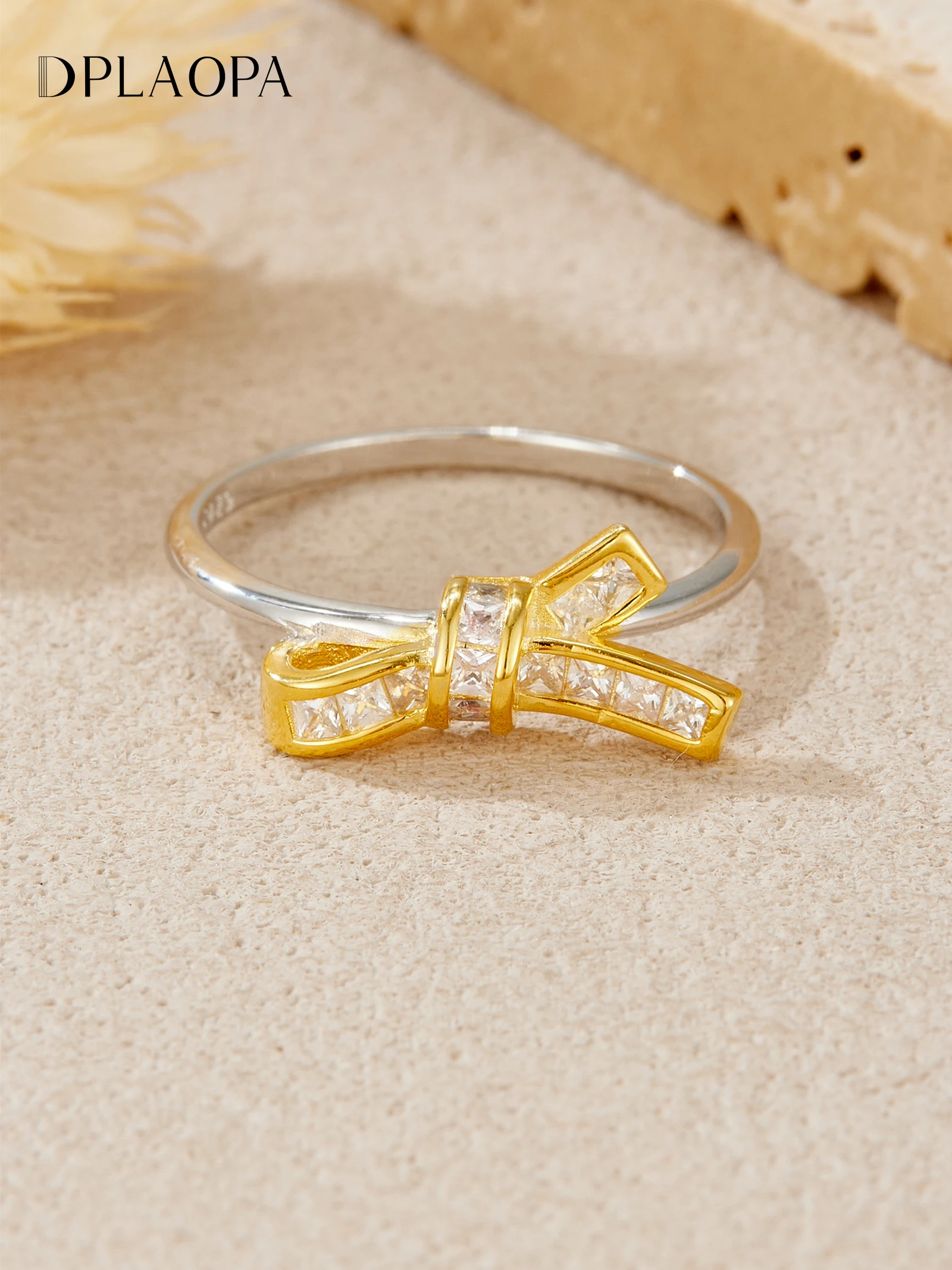 

DPLAOPA кольцо из стерлингового серебра 925 пробы с разрезом и бантом с цирконом CZ 2025, женское роскошное обручальное свадебное ювелирное изделие, подарок