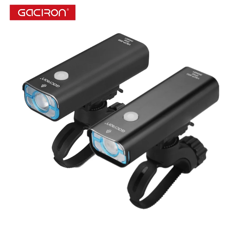 

GACIRON 550-850 Lumens Bicycle Front Light MTB Road Bike Headlight IPX6 Waterproof Rechargeable Flashlight Support Wire Control