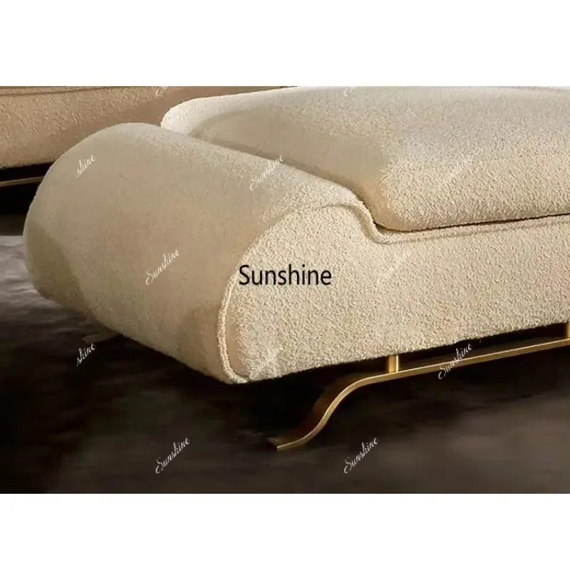 YItalian light luxury bedroom single backrest recliner simple living room without armrests lamb wool design