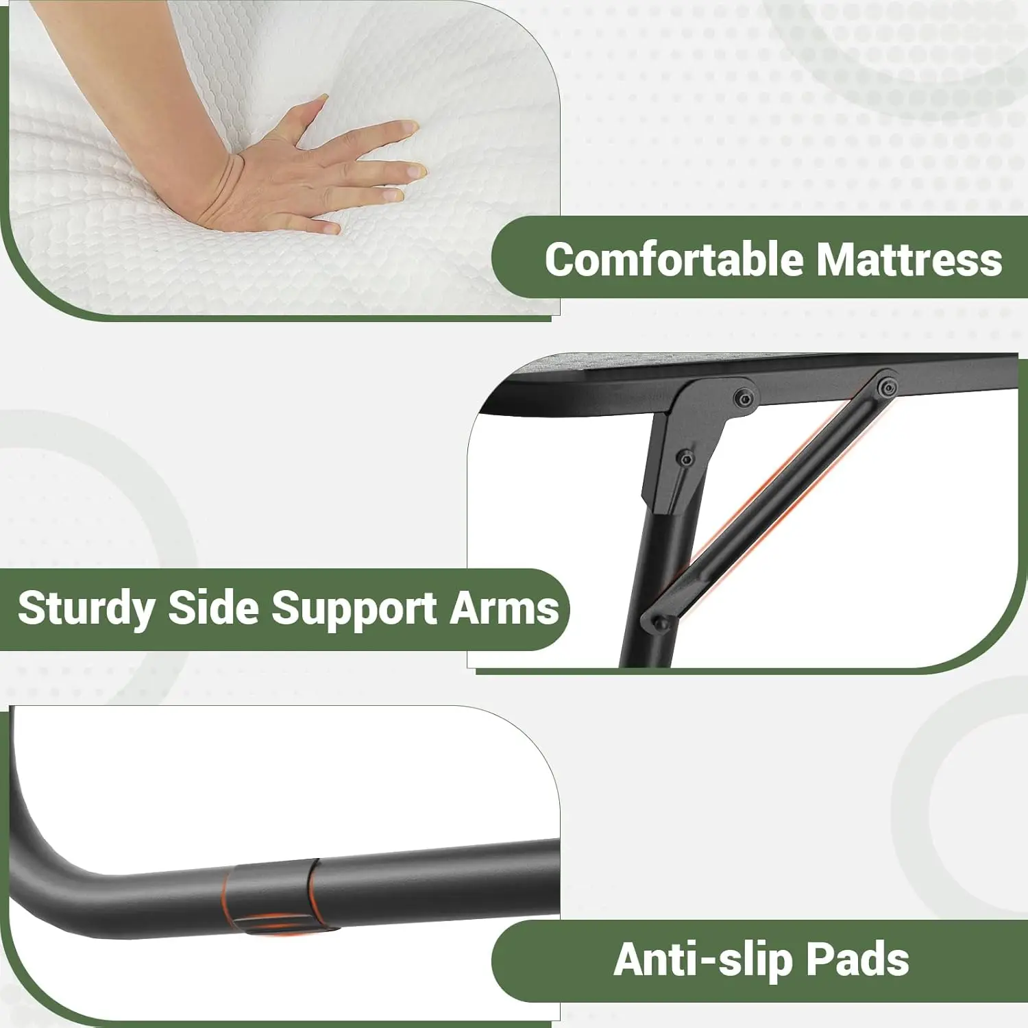 إطار فولاذي معزز وألومنيوم مضاد للانزلاق وقابل للتعديل وقابل للطي مع مرتبة لكبار السن ووزن ثقيل #6