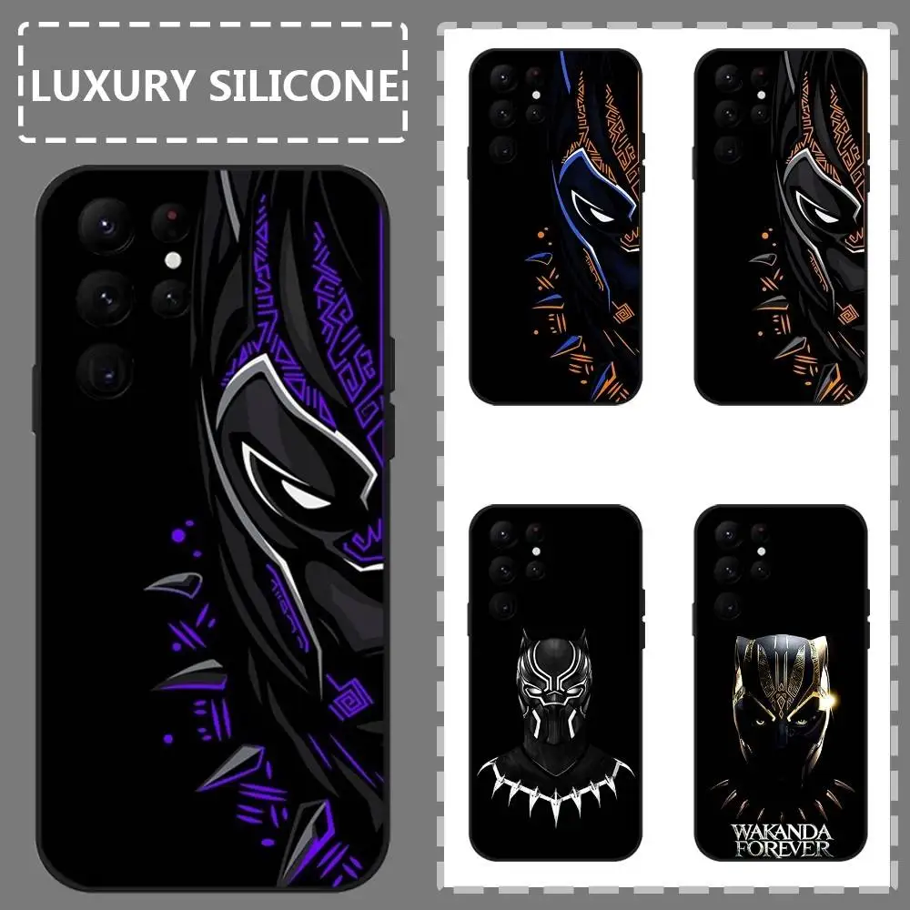 

B-Black P-Panther Cool Phone Case For Samsung Galaxy S25 S24 S22 S23 Ultra S21 S20 Plus 5G Frosted Non-Slip Full Soft Case