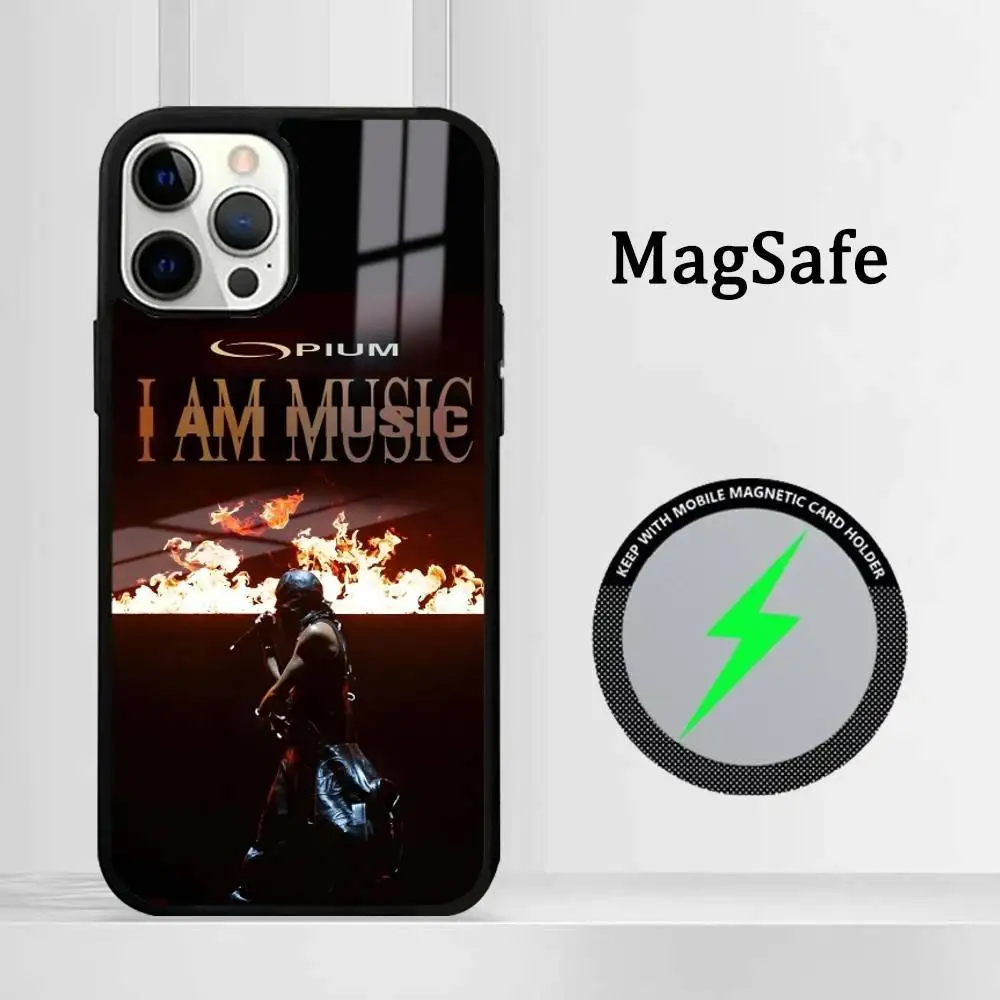 

P-Playboi Carti I AM MUSIC Phone Case Magnetic Glass Phone Case For Iphone 16 15 14 12 11 13 Pro Max Mini Puls Cover
