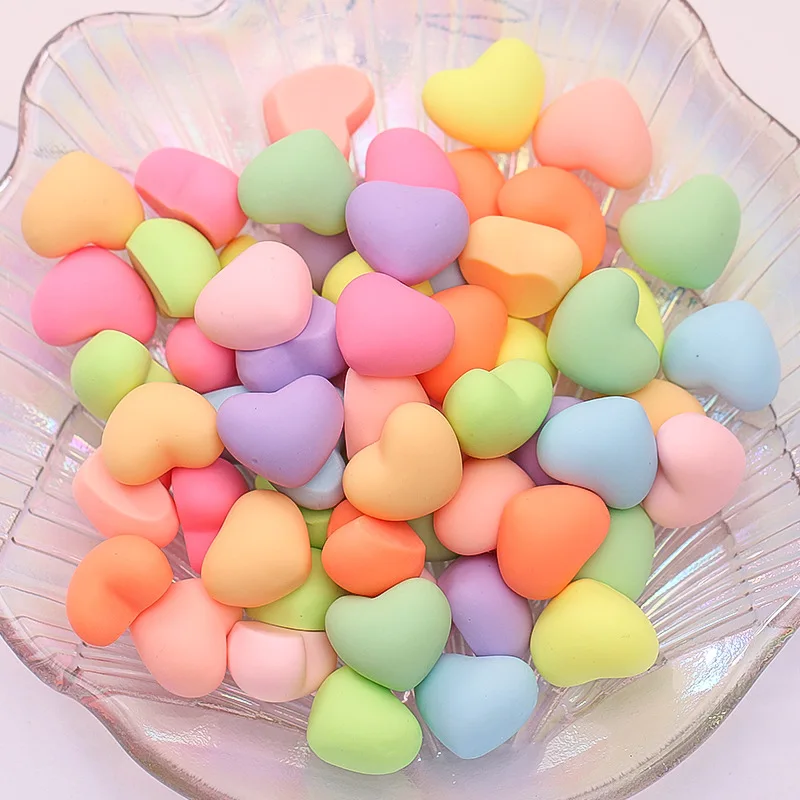 30pcs Resin Pastel Colorful Hearts Cabochon Flatback for Scrapbooking Art Supply Decoration Charm Crafts Lovely Heart Shape Dome