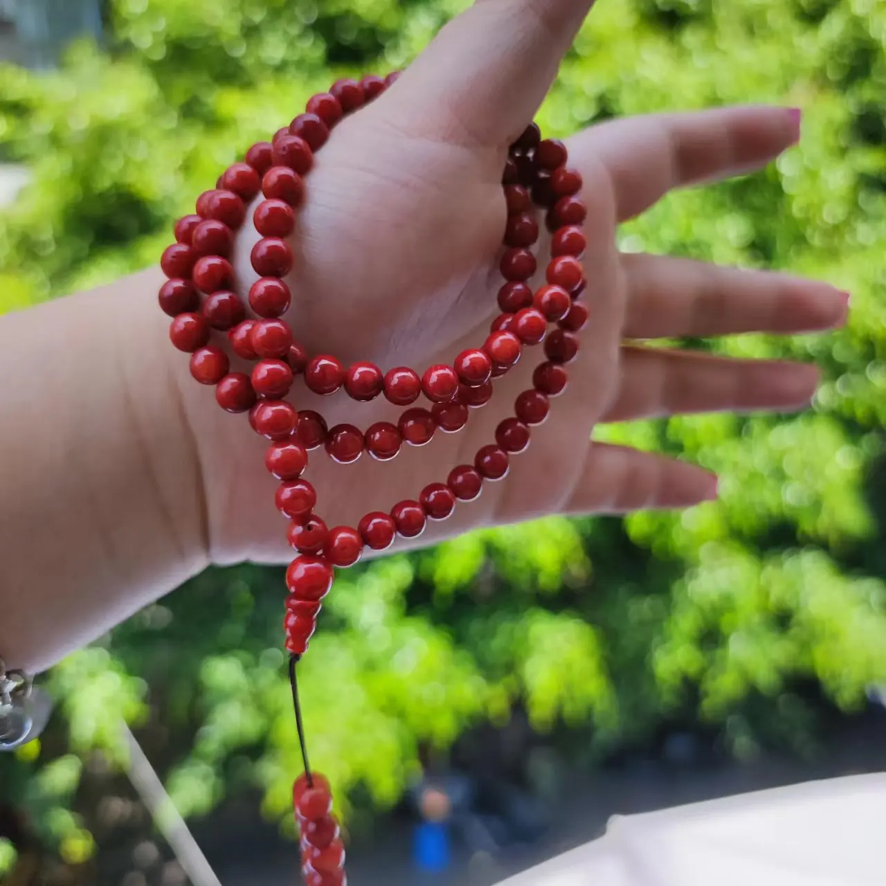 

1pcs/lot Ladies Red Coral Bead Bracelet Necklace Dual Use 108pcs natural rare precious accessories gem jewelry folk-custom