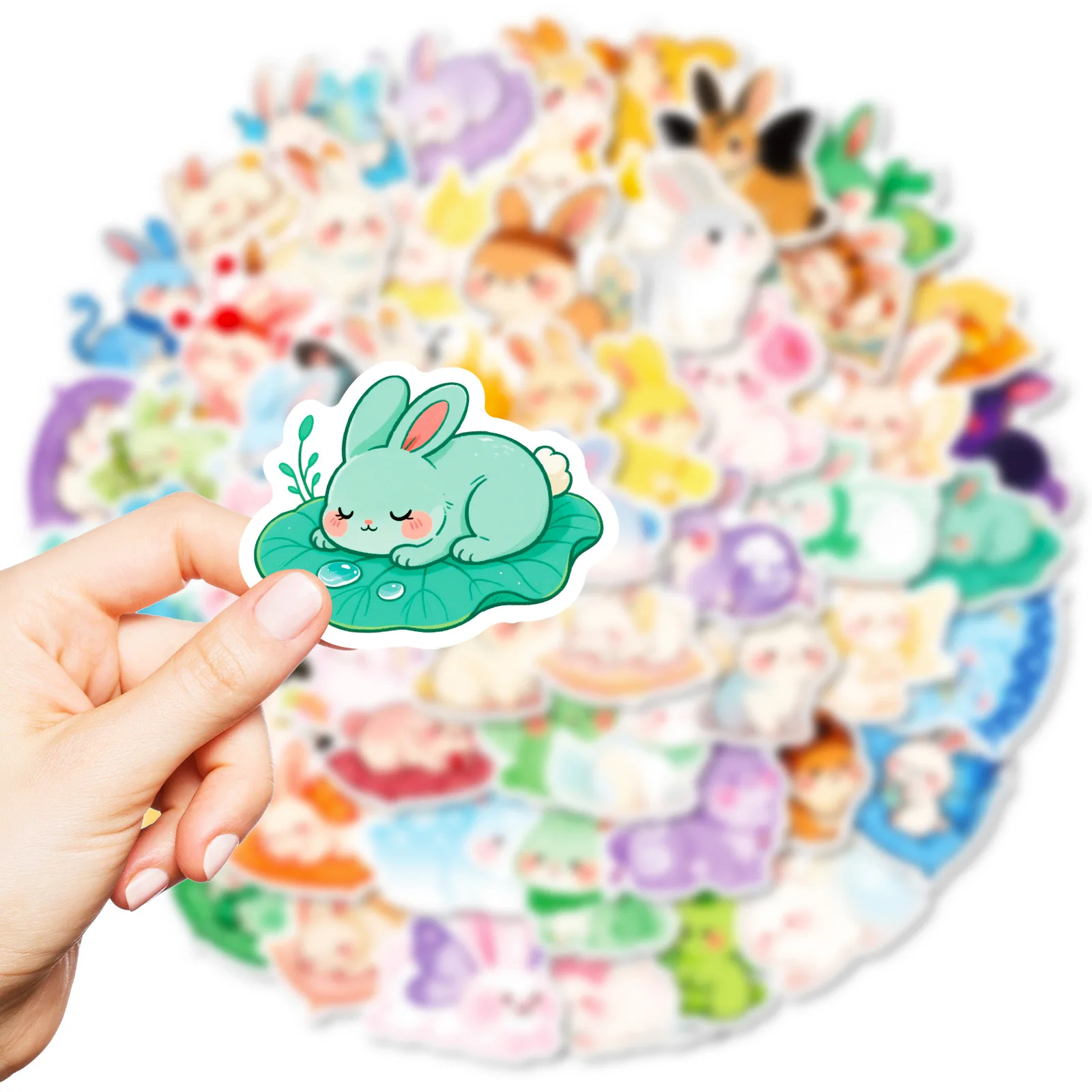 

56PCS Soft and Cute Rabbit Graffiti Stickers Kawaii Animal Cartoon Decal Notebook Phone Guitar Skateboard Waterproof Sticker