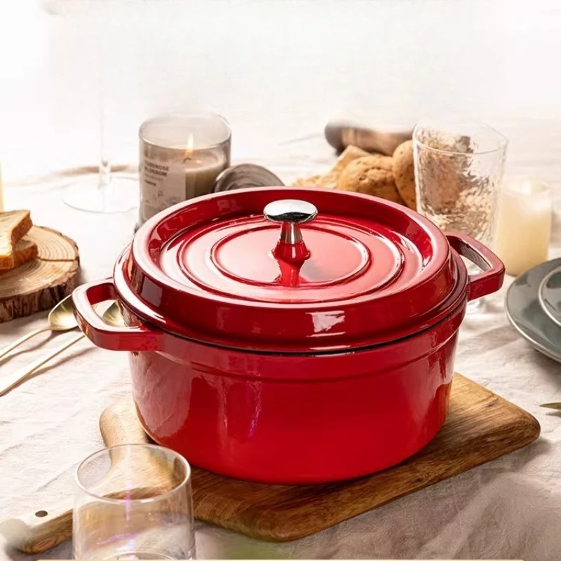 

Cast iron pot, home gift housewarming gift, saucepan casserole soup pot non-stick cooking pot